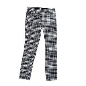 True Royal Houndstooth Black White Wool Blend Straight Leg Trousers Small